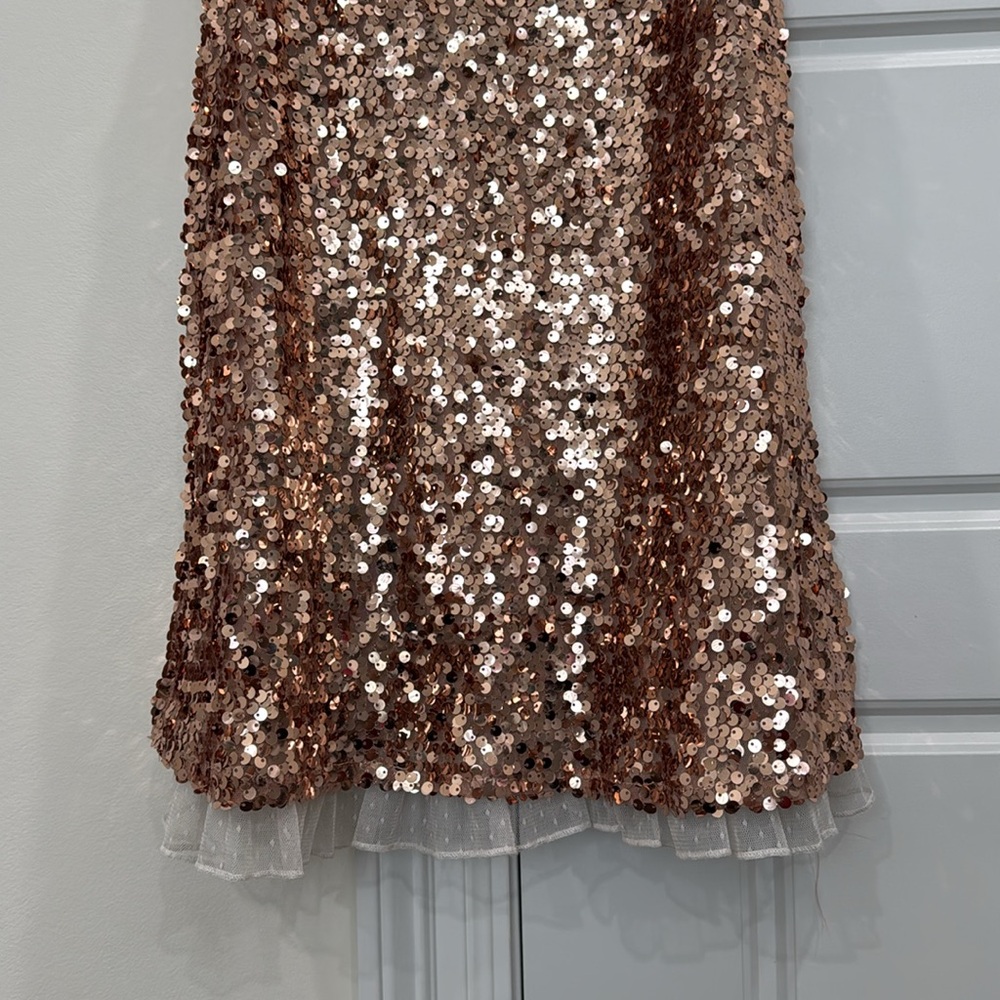 Beautees Girls Fancy Party Holiday Dress Rose Gold Sequins Formal Dance, sz 10 - Picture 3 of 8